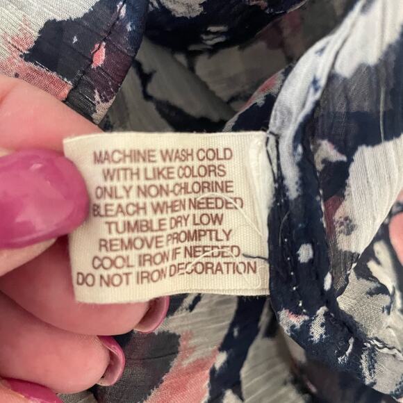 Mudd Women Tank Top M Blue Floral Crochet Trim Sheer Boho Festival Dainty‎ Girly - Picture 9 of 10